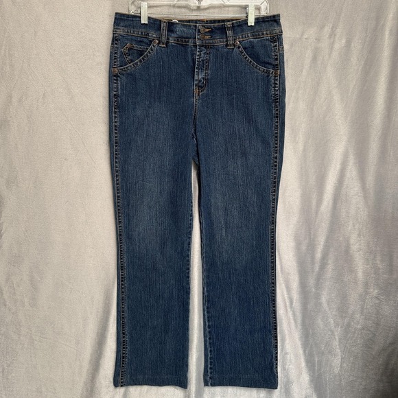 Gloria Vanderbilt Denim - Gloria Vanderbilt Jeans Womens 10 Blue Wash Straight Leg Mid Rise Flap Pockets